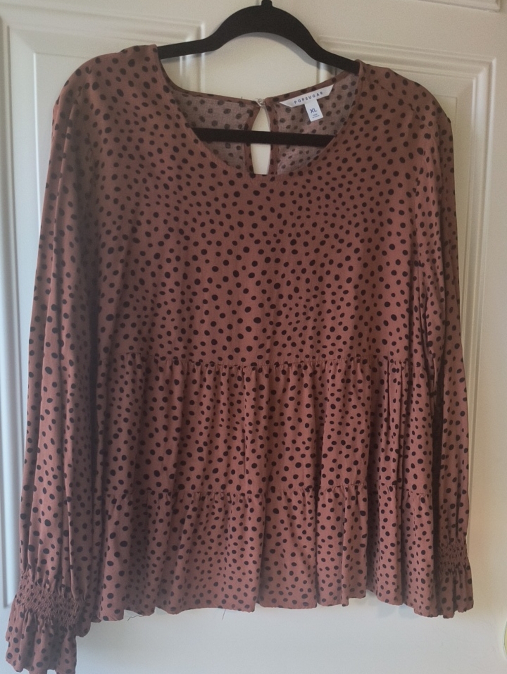 POPSUGAR Brown and Black Polka Dot Blouse